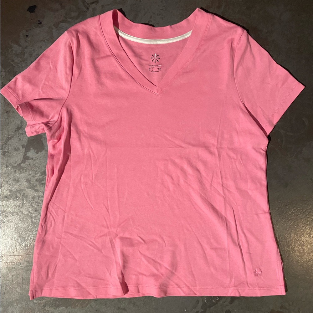 Isaac Mizrahi Pink V-Neck Short Sleeve Tee